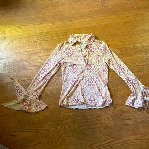 Vintage hippie long sleeve top with bell cuffs size junior med